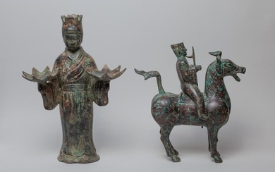 Two Chinese Bronze Table Sculptures