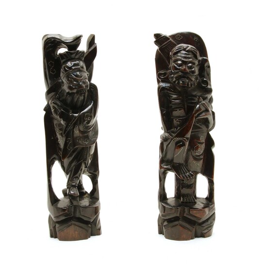 Two Chinese wood carvings