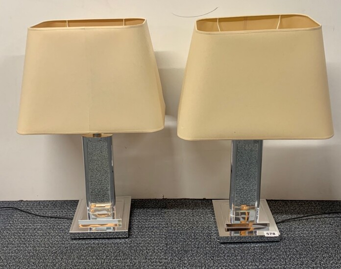 Two contemporary table lamps and shades, H. 65cm.