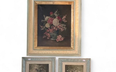 Two oil on board still life paintings, unsigned, largest frame...