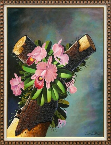Unknown Artist, Flower Log, Oil Painting