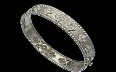 Van Cleef & Arpels Perlee Clovers 18K White Gold Diamond Bracelet