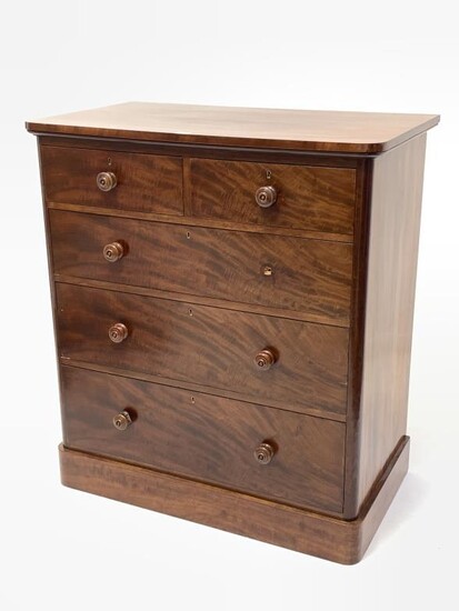 Victorian mahogany chest fitted with two short and three...