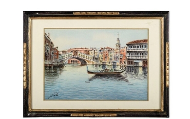 View of Venice late 19th - early 20th centurywatercolor and gouache on cardboardsigned, framed26.5 x 38.5 cm