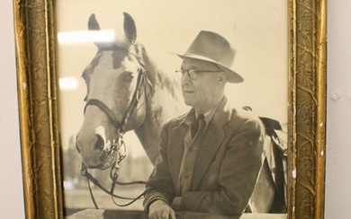 Vintage Black and White Photo with a Man and a Horse
