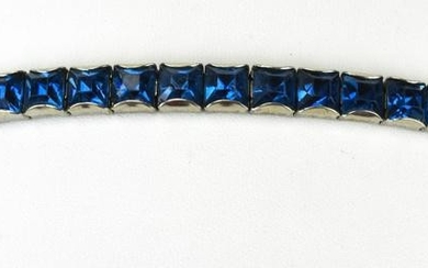 Vintage Channel Set Faux Sapphire Crystal Bracelet