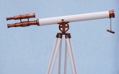 Vintage Charm: 65-Inch Griffith Astro Telescope in Antique Copper with Elegant White Leather Stand