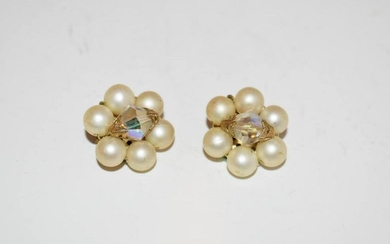 Vintage Germany rhinestone pearl Earrings