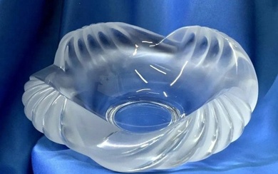 Vintage Lalique France Frosted Crystal Bowl "Aruba" Swirl Pattern