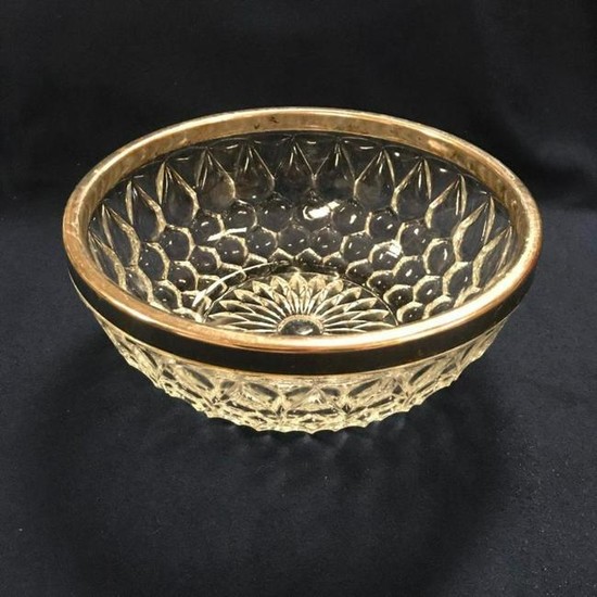 Vintage Mid-Century Pressed Glass Silver-plate Bowl