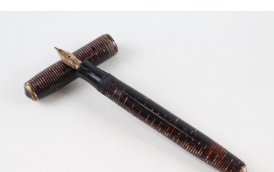 Vintage PARKER Vaccumatic Brown Fountain Pen w/ 14ct Gold Ni...