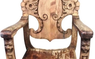 Vintage Toscano Design Hand Carved Wooden Chair 43.6"X25"