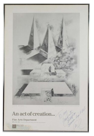 W Carl Burger Signed and Inscribed Art Poster