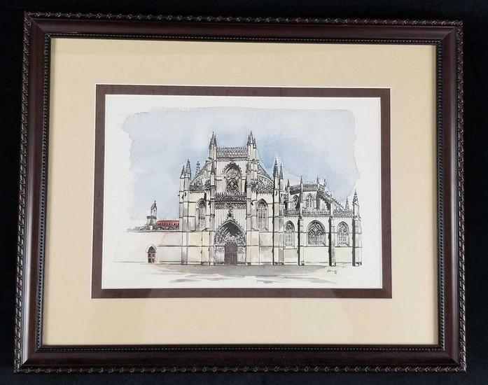 Water Color And Ink of The Monastery Of Batalha by