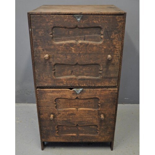 West African hardwood chest of two deep drawers with shaped ...