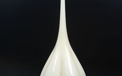 White Art Glass Signed Vase 2007