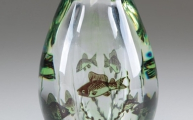 Edward Hald for Orrefors Graal Art Glass Aquarium Vase, Mid-Century
