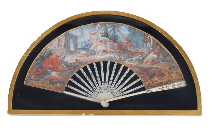 ? A French or Italian gouache paper and ivory mounted fan