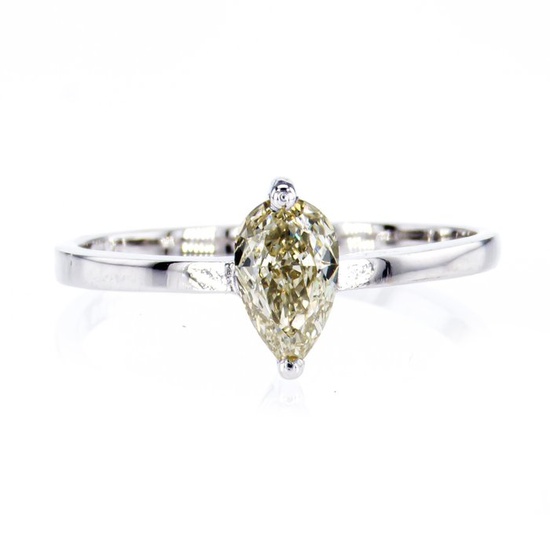 0.51 Ct Pear Diamond Ring - 14 kt. White gold - Ring Diamond - No Reserve