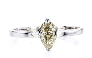 0.51 Ct Pear Diamond Ring - 14 kt. White gold - Ring Diamond - No Reserve