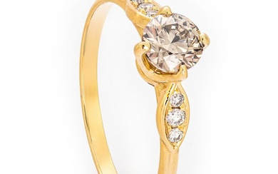 0.57 tcw VVS2 Diamond Ring - 14 kt. Yellow gold - Ring - 0.51 ct Diamond - 0.06 ct Diamonds - No Reserve Price