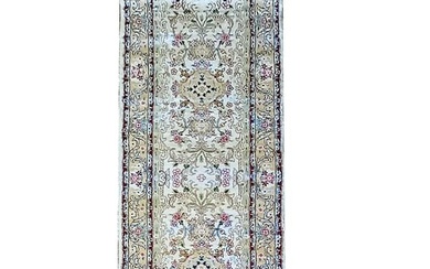 10 Feet Runner Bamboo Silk Hand-Knotted Luxury Floral Rug