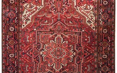 10 x 12 Red Handwoven Craftsmanship Semi-Antique Persian Heriz Rug