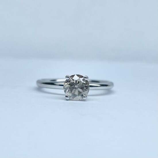 1.01 carat fancy light brownish grey - 14 kt. White gold - Ring - Clarity enhanced Diamond - no reserve price