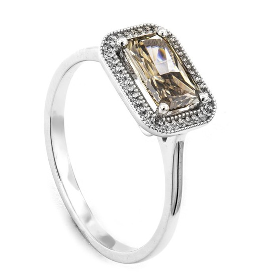 1.04 tcw VS1 Diamond Ring - 14 kt. White gold - Ring - 0.96 ct Diamond - 0.08 ct Diamonds