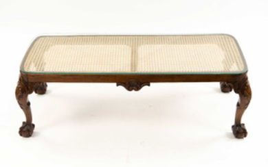 CHIPPENDALE STYLE CANED SEAT BENCH