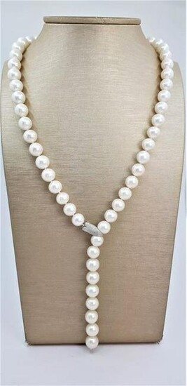 11x12mm White Cultured Pearls - 925 Silver - Necklace