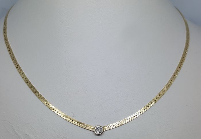14 kt. White gold, Yellow gold - Necklace with pendant - 0.24 ct Diamond