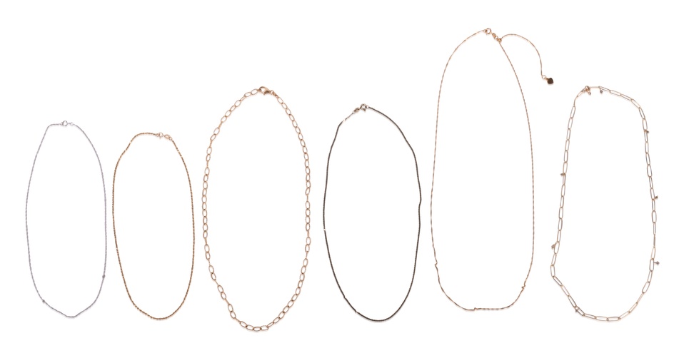 14K AND 18K GOLD CHAIN NECKLACES Approx. length of longest: 17 3/4 in. (x 45.1 cm.)