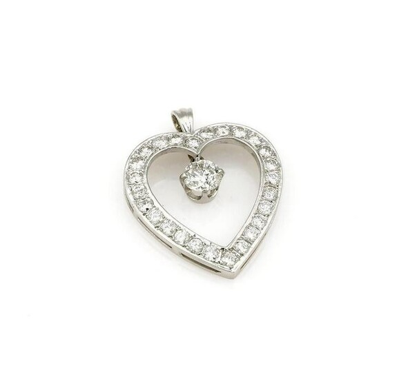 14K White Gold 1.75ct Diamond Heart Pendant
