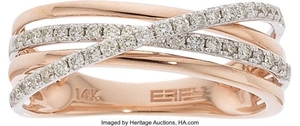 16279: Effy 14k Rose Gold & Diamond Crossover Ring Cond
