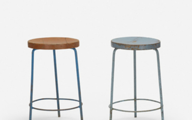 Pierre Jeanneret, pair of stools from the College of Architecture, Chandigarh