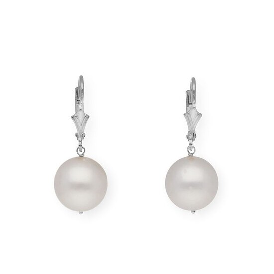 18 kt. Gold, South sea pearl, White gold, 11.00 mm - Earrings
