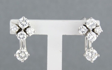 18 kt. White gold - Earrings - 1.24 ct Diamond