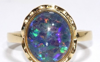 18 kt. Yellow gold - Ring - 3.20 ct Opal