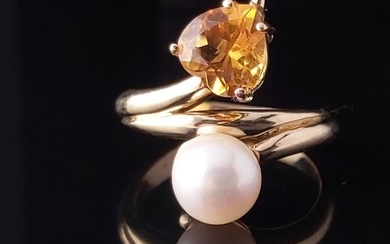 18 kt. Yellow gold - Ring Pearl - Citrine