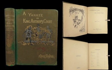 1889 Mark TWAIN 1st ed Connecticut Yankee in King Arthurs Court Magic Novel