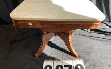 1890's American Walnut Square Marble Top Table