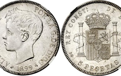 1899*1899. Alfonso XIII. SGV. 5 pesetas. (AC. 110). Encapsulada. MBC+/EBC-.