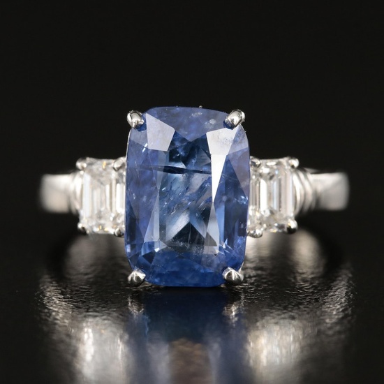18K 4.27 CT Sapphire and Diamond Ring