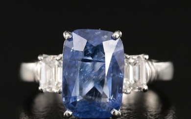 18K 4.27 CT Sapphire and Diamond Ring