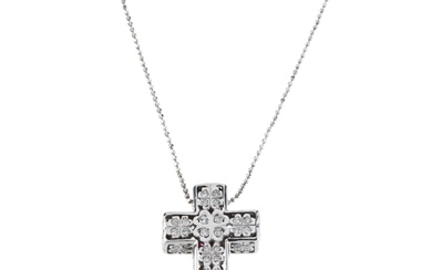 18KT WHITE GOLD NECKLACE WITH A CROSS-SHAPED PENDANT