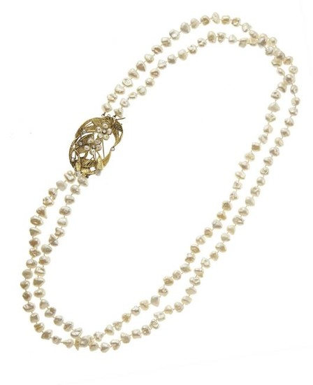 18kt yellow gold, pearls and diamond necklace