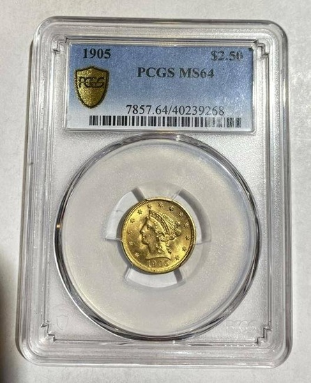1905 P Gold Quarter Eagles PCGS MS-64
