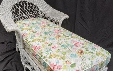 1920's Wicker Chase Lounge Chair w/ Cushions