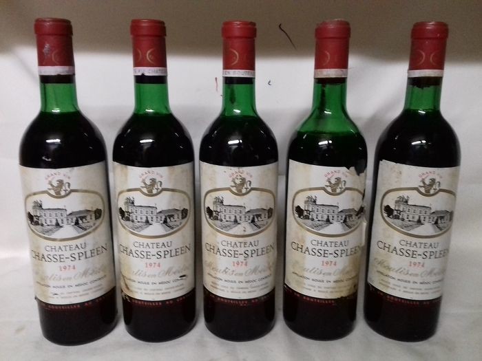 1974 Château Chasse Spleen, Moulis et Medoc - Bordeaux - 5 Bottles (0.75L)